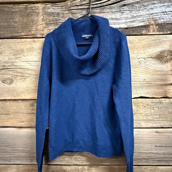 Pendleton Cowl Neck sweater, dark teal, waffle knit, 100% wool, Large - Picture 1 of 4